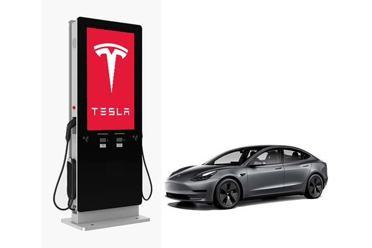outdoor digital screen with EV charging 
